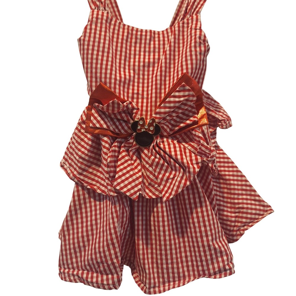 Disney Minnie Mouse Dress Toddler Size 2 Red Gingham Bow Ruffle Costume Kids